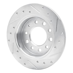 Hyundai Tiburon Brake Rotor (1) - Rear Left - R1 Concepts - Drilled & Slotted - Silver - `03-`08